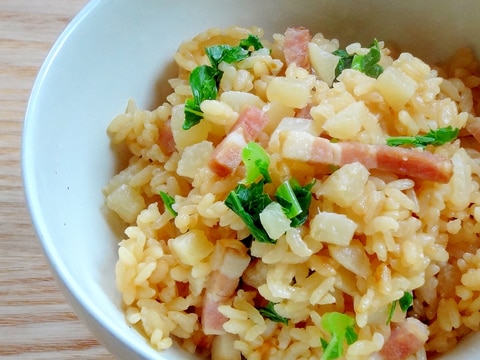 大根とベーコンの炊き込みご飯